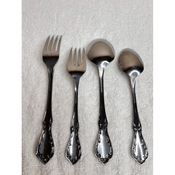 4 PC Oneida St Luis Profile Glossy 1-Fork 1-Salad Fork 1-Tablespoon 1-Teaspoon - Picture 6 of 14